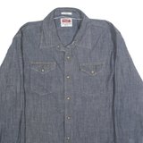 WRANGLER Mens Blue Indigo Cotton Blend Shirt L Casual Long Sleeve Button