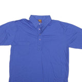 Mens Blue Polo Shirt XL Cotton Blend Short Sleeve Plain Pocket Casual Wear