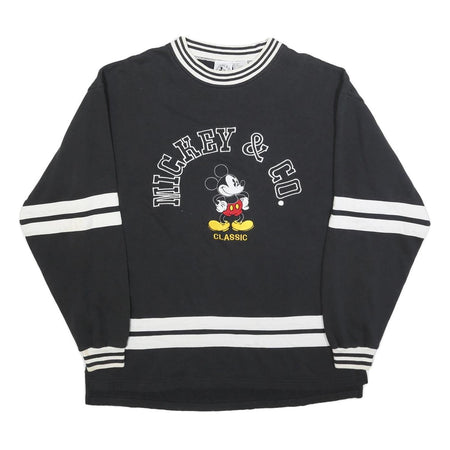 DISNEY Womens Black & White Mickey Classic Crew Neck L Sweatshirt Retro Style
