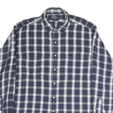 POLO RALPH LAUREN Mens Blue & White Check Shirt XL Classic Cotton Long Sleeve