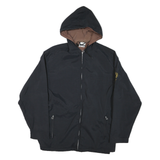Mens Black & Brown Outdoor Jacket L Polyester Blend Woven Plain Hooded Zip