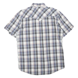 LEVI'S Mens Blue & Black Check Shirt M Casual Cotton Blend Short Sleeve