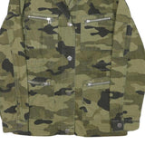 TALLY WEIJL Womens Green Camouflage Cotton Blend Jacket S Button Closure Casual
