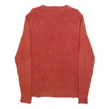 TOMMY HILFIGER Mens Red Patterned Cotton Jumper Crew Neck Basic Knit M Casual