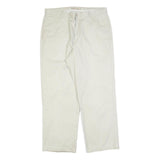 CALVIN KLEIN Mens Cotton Blend White Regular Straight Trousers W35 L30 Zip