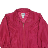 EVR Womens Red Silk Jacket 2XL Zip Classic Plain Satin Lightweight