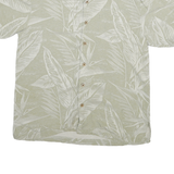 CARIBBEAN JOE Mens Beige Silk Tropical Print Shirt M Lightweight Summer Casual