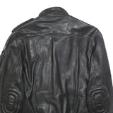 IXS Mens Black Leather Biker Jacket XS Zip Ribbed Cuffs Pockets