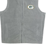 NFL Mens Grey Sleeveless Zip Jacket XL Polyester Plain Green Bay Packers Logo