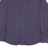 JUST CAVALLI Mens Purple & Black Check Shirt L Long Sleeve Button Down Cotton