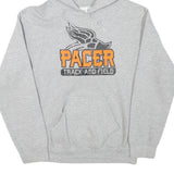 GILDAN Mens Grey Pacer Track And Field Pullover Hoodie S Athletic Print