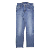 LEVI'S Womens Jeans Blue Slim Straight Denim Light W29 L28 Raw Hem Zip Closure