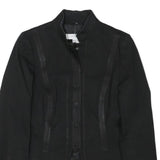 ZARA WOMAN Womens Black Button Cotton Blend Tailored Jacket M Plain Stylish