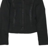 ZARA WOMAN Womens Black Button Cotton Blend Tailored Jacket M Plain Stylish