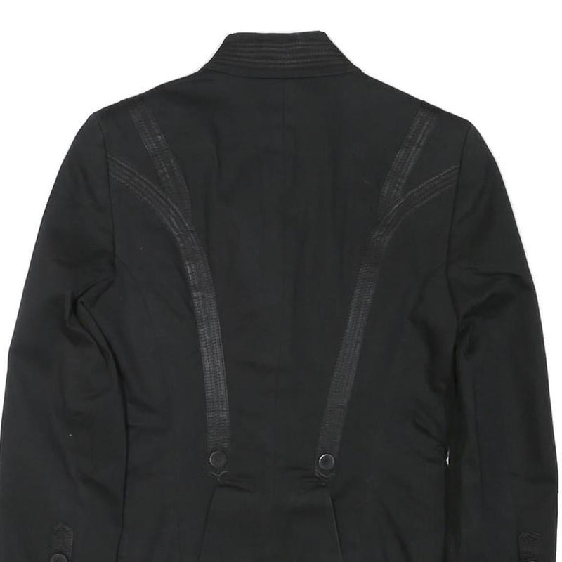 ZARA WOMAN Womens Black Button Cotton Blend Tailored Jacket M Plain Stylish