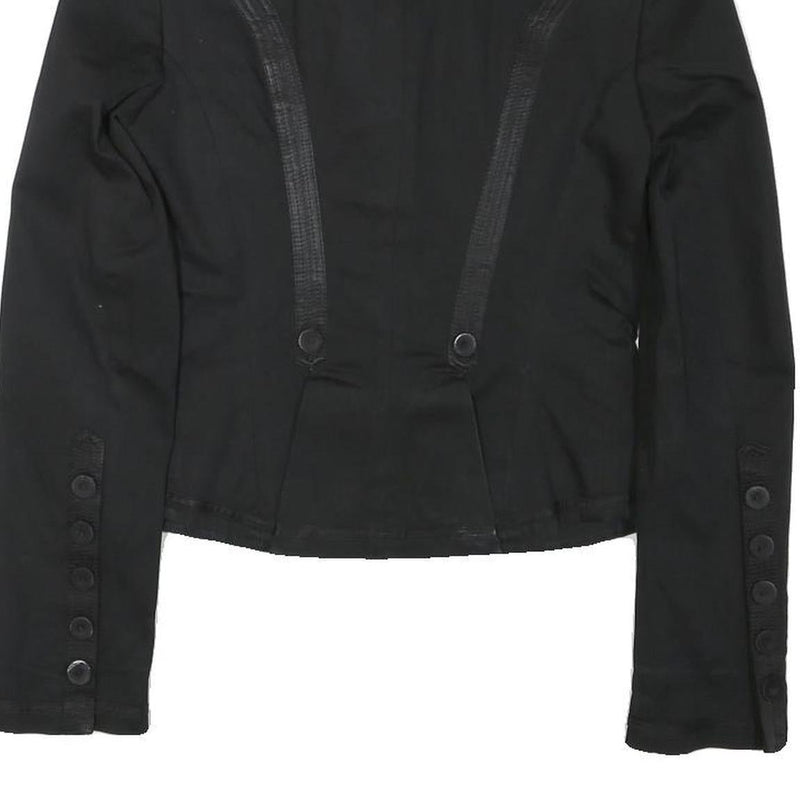 ZARA WOMAN Womens Black Button Cotton Blend Tailored Jacket M Plain Stylish