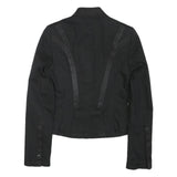 ZARA WOMAN Womens Black Button Cotton Blend Tailored Jacket M Plain Stylish