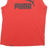 PUMA Mens Red Sleeveless Crew Neck Logo Print T-Shirt M Athletic Cotton Blend