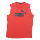 PUMA Mens Red Sleeveless Crew Neck Logo Print T-Shirt M Athletic Cotton Blend