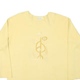 DIANE DALIS Mens Yellow Cotton Blend Crew Neck L Sweatshirt Embroidered Symbol