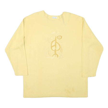 DIANE DALIS Mens Yellow Cotton Blend Crew Neck L Sweatshirt Embroidered Symbol