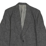 Mens Grey Cotton Blend Classic Tailored Jacket L Check Pattern Button Closure