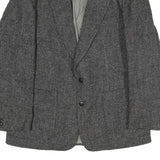 Mens Grey Cotton Blend Classic Tailored Jacket L Check Pattern Button Closure