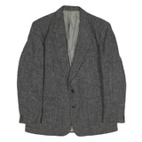 Mens Grey Cotton Blend Classic Tailored Jacket L Check Pattern Button Closure