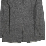 Mens Grey Cotton Blend Classic Tailored Jacket L Check Pattern Button Closure