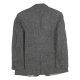 Mens Grey Cotton Blend Classic Tailored Jacket L Check Pattern Button Closure