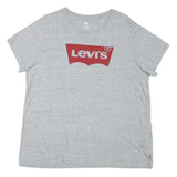 LEVI'S Womens Grey Red Logo Graphic T-Shirt 2XL Short Sleeve Crew Neck Cotton