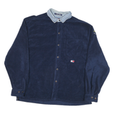 TOMMY JEANS Mens Blue Coach Jacket L Polyester Blend Microfibre Plain Button