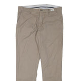 TOMMY HILFIGER Mens Regular Beige Cotton Blend Trousers W34 L30 Zip Casual Dress
