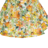 Womens Yellow Green Floral Printed Blouse Long Sleeve Button Neck L Lightweight