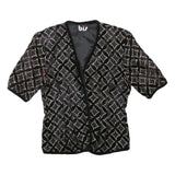 BIS Womens Black Polyester Blend Geometric Pattern Jacket XXS Button Closure