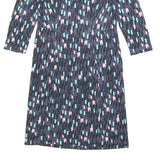 WHITE STUFF Womens Blue Day Jersey Geometric 3/4 Sleeve Knee Length UK 8 Dress