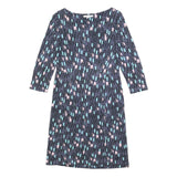 WHITE STUFF Womens Blue Day Jersey Geometric 3/4 Sleeve Knee Length UK 8 Dress