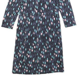 WHITE STUFF Womens Blue Day Jersey Geometric 3/4 Sleeve Knee Length UK 8 Dress