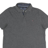 TOMMY HILFIGER Mens Grey Button Down Collar Short Sleeve Plain M Cotton Blend