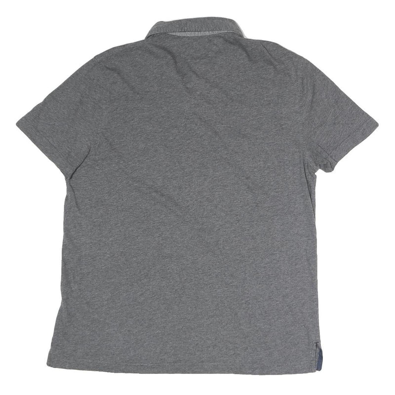 TOMMY HILFIGER Mens Grey Button Down Collar Short Sleeve Plain M Cotton Blend