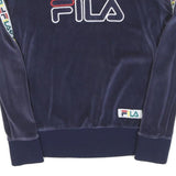 FILA Womens Blue Crew Neck XS Velvet Logo Sweatshirt Tape Sleeve