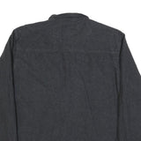 GRIZZLY MOUNTAIN Mens Black Plain Shirt L Cotton Blend Button Pocket Casual