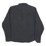 GRIZZLY MOUNTAIN Mens Black Plain Shirt L Cotton Blend Button Pocket Casual