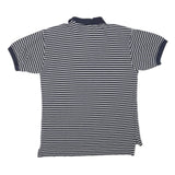 NAUTICA Mens Navy & Grey Striped Short Sleeve Polo Shirt M Cotton Blend Casual