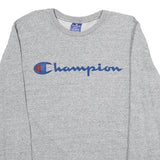 CHAMPION Mens Grey Crew Neck S Cotton Blend Sweatshirt Pullover Logo