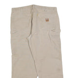 CARHARTT Mens Beige Loose Jeans Cotton Blend Zip W38 L30 Workwear Casual
