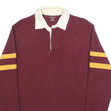 SONOMA Mens Maroon & Yellow Long Sleeve Rugby Style Polo Shirt M Cotton Blend