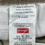 Wrangler Carpenter Trousers - 32W 30L Brown Cotton