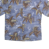 ISLAND SHORES Mens Blue & Brown Hawaiian Shirt M Cotton Tropical Casual Summer