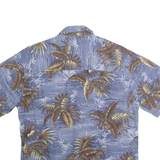 ISLAND SHORES Mens Blue & Brown Hawaiian Shirt M Cotton Tropical Casual Summer